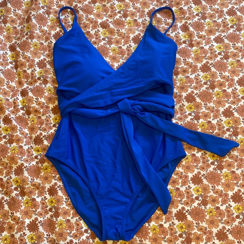 Aerie one piece blue bathing suit
